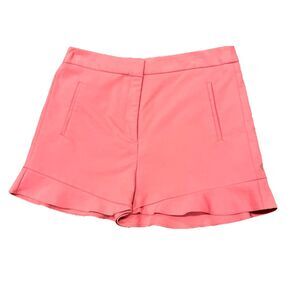 Zara Mini Shorts Pink Ruffle Scalloped Hem Size Large Resort Vacation